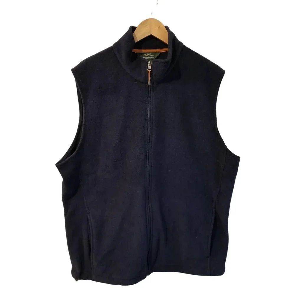 Woolrich Mens Fleece Full Zip Vest Size XL Pockets blue deep indigo